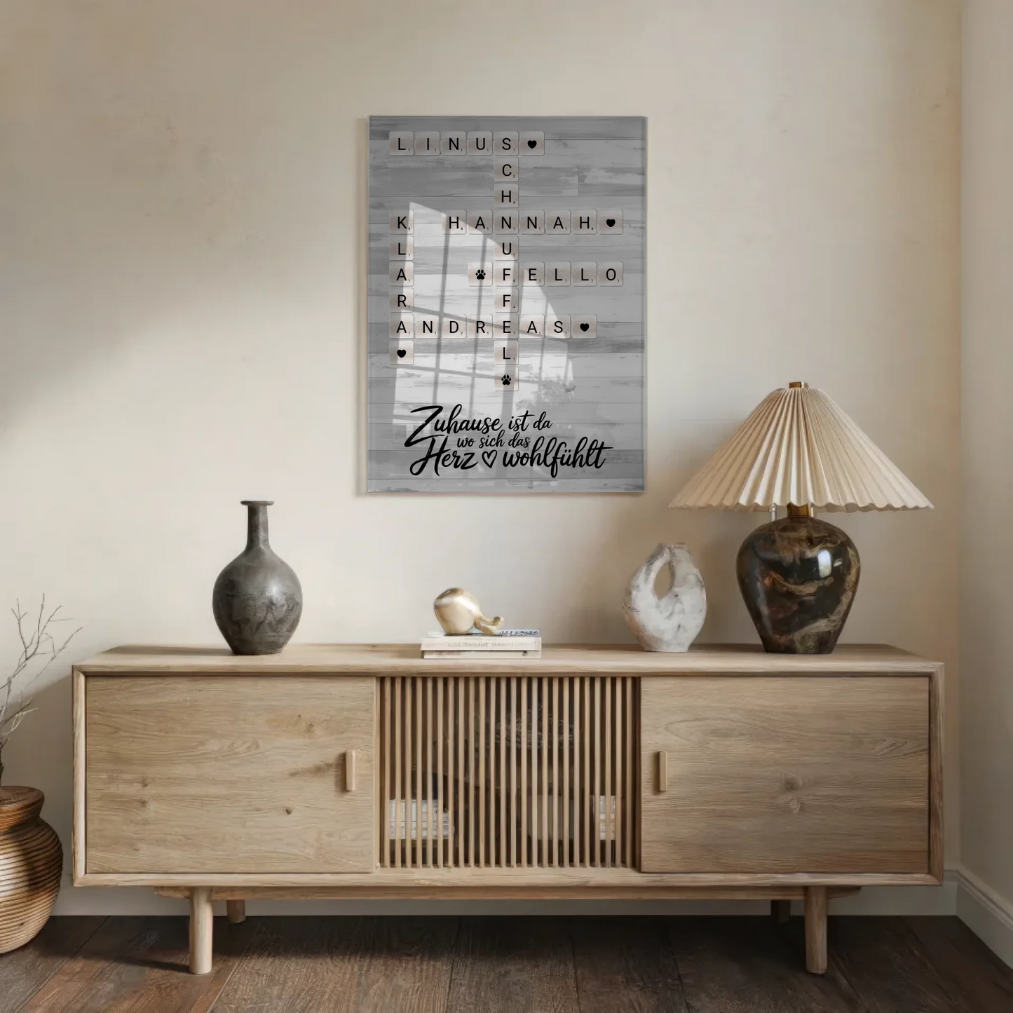 Acrylglas Bild Familie personalisiert Kreuzworträtsel Namen Family