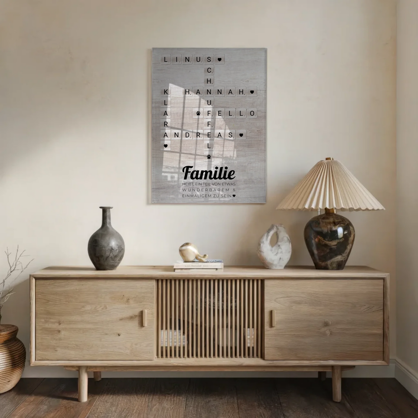 Acrylglas Bild Spruch Familie Kreuzworträtsel Wunschtext