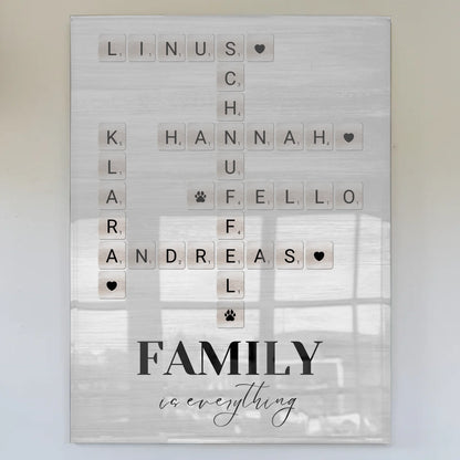 Personalisierte Acrylglas Foto Poster Family Scrabble Namen