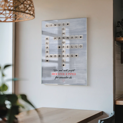 Personalisierte Acrylglas Foto Poster Familie Kreuzworträtsel Family