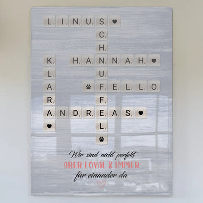 Personalisierte Acrylglas Foto Poster Familie Kreuzworträtsel Family