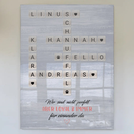 Personalisierte Acrylglas Foto Poster Familie Kreuzworträtsel Family