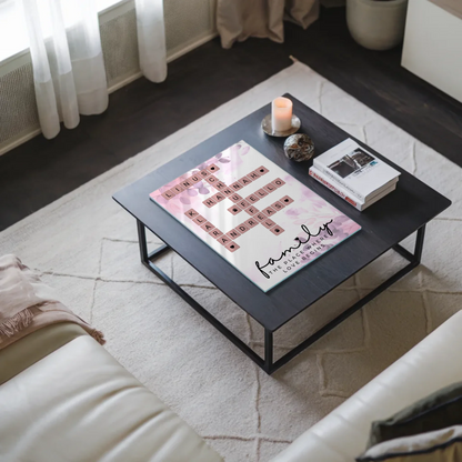 Acrylglas Bild Familie personalisiert Scrabble Style Namen