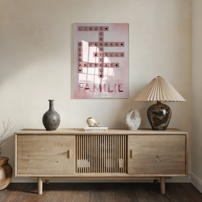 Acrylglas Bild Spruch Familie Kreuzworträtsel Namen