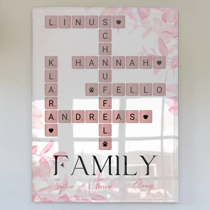 Personalisierte Acrylglas Foto Poster Family Together Scrabble Design
