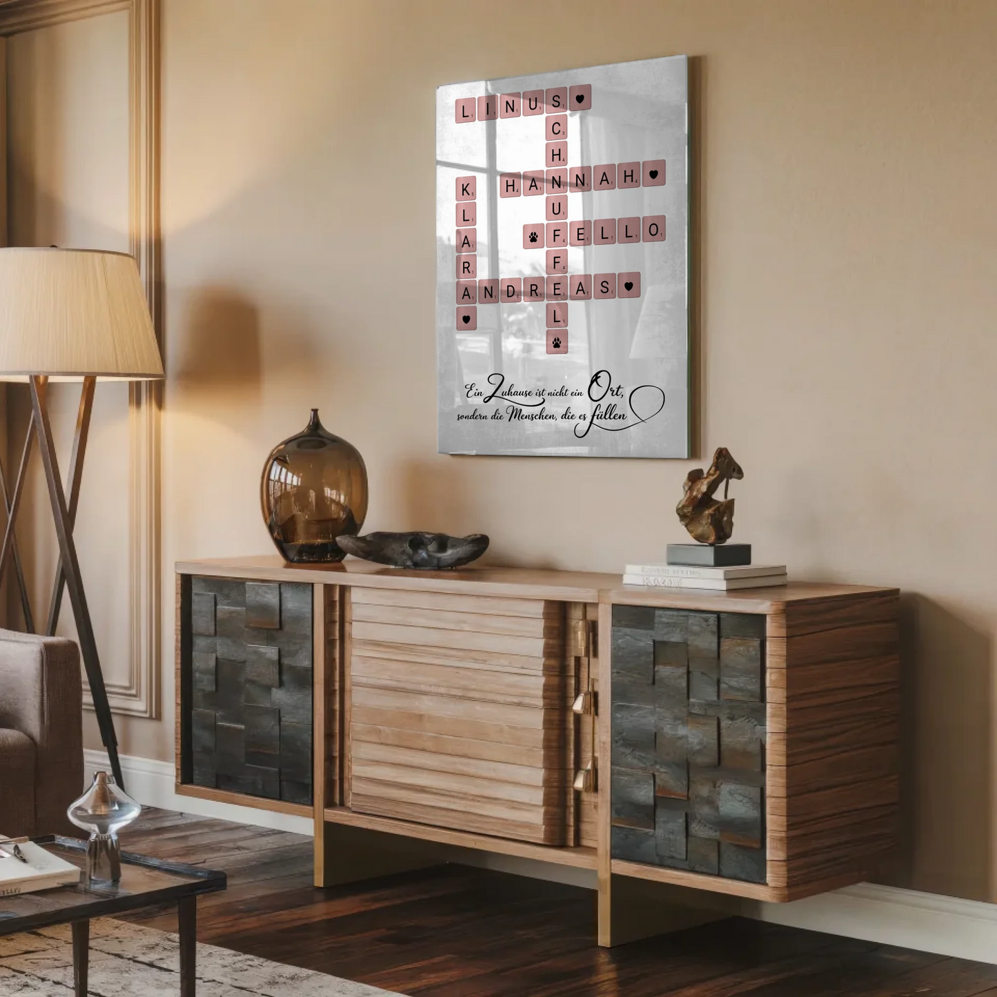 Acrylglas Bild Familienbild Scrabble Style mit Namen