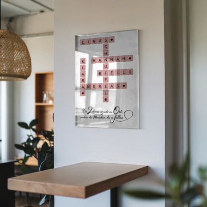 Acrylglas Bild Familienbild Scrabble Style mit Namen