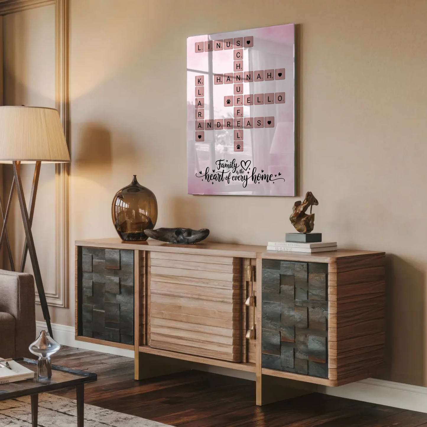 Personalisierte Acrylglas Foto Poster Familie Kreuzworträtsel Wandbild