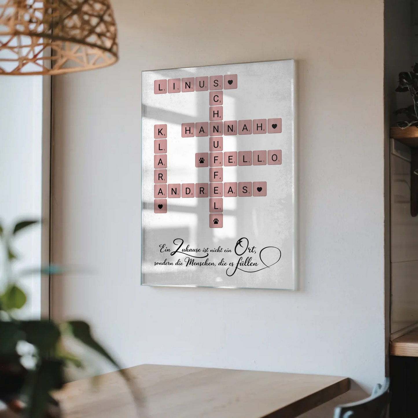 Acrylglas Bild Familienbild Scrabble Style mit Namen