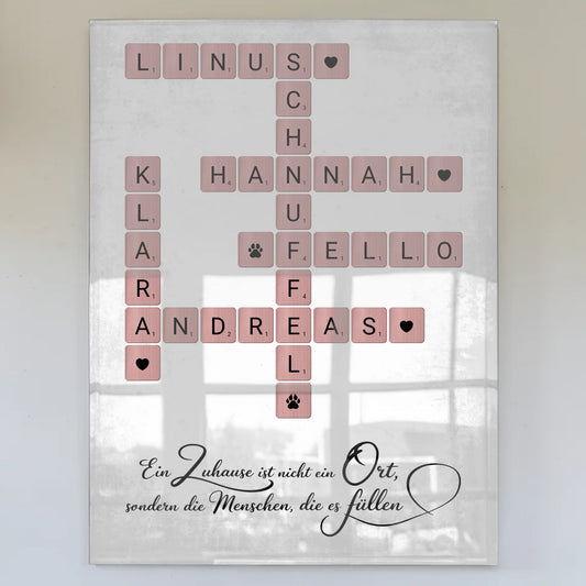 Acrylglas Bild Familienbild Scrabble Style mit Namen