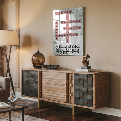 Familien Acrylglas Bild Home is Kreuzworträtsel Namen