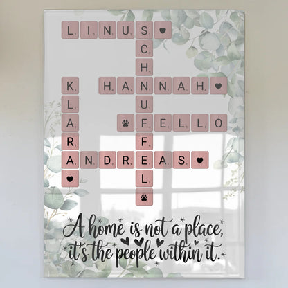 Familien Acrylglas Bild Home is Kreuzworträtsel Namen