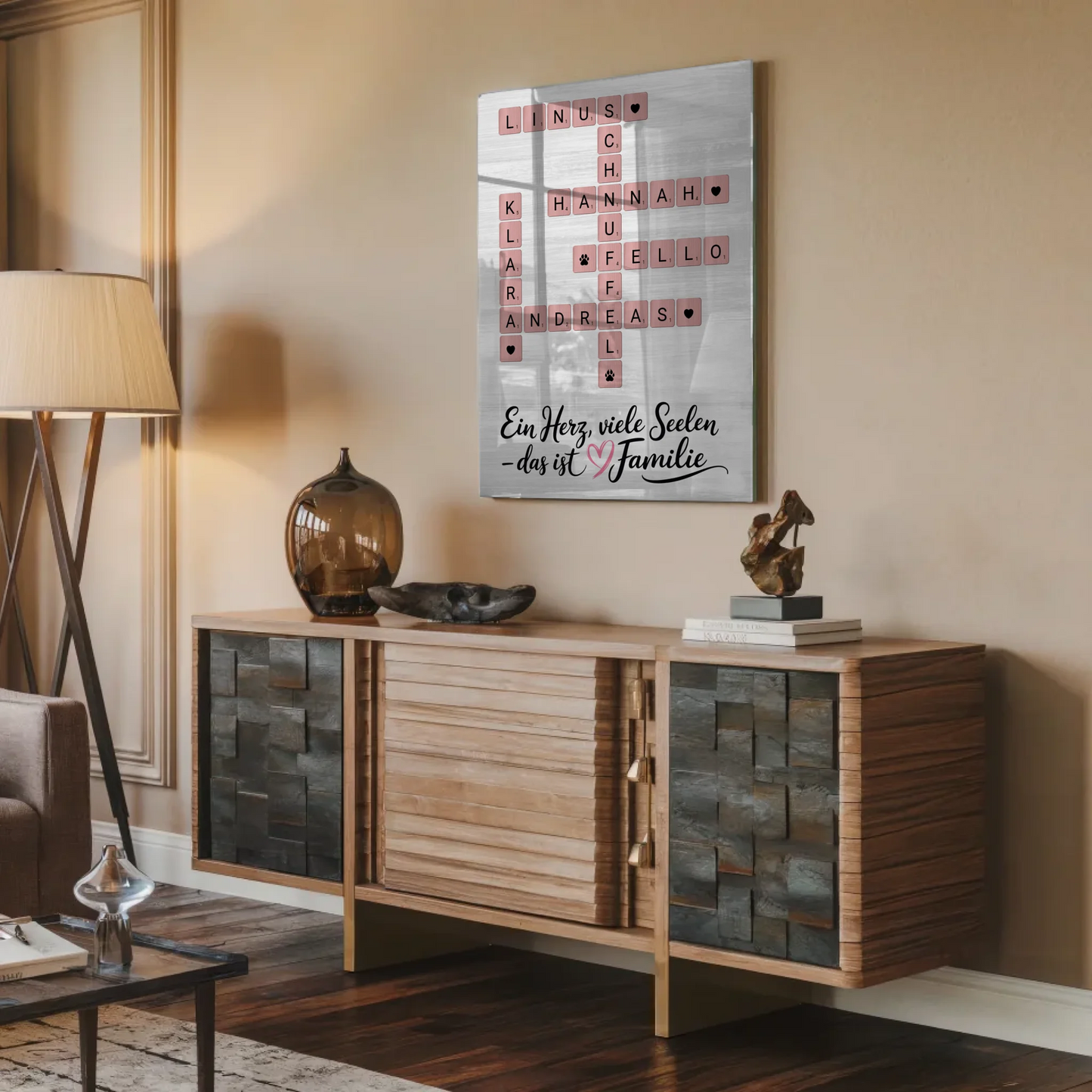 Acrylglas Bild Familie Spruch Kreuzworträtsel Namen - Poster