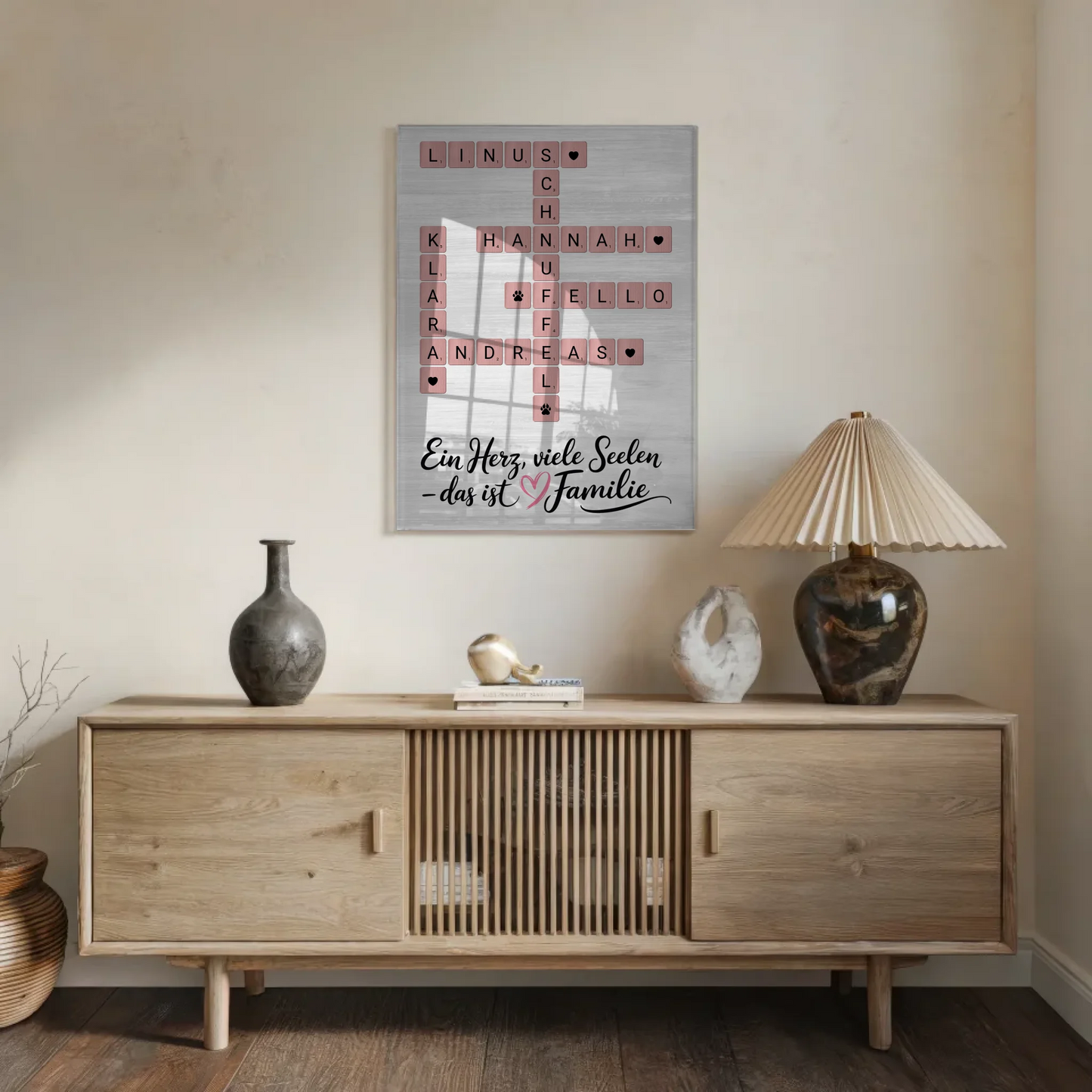 Acrylglas Bild Familie Spruch Kreuzworträtsel Namen - Poster