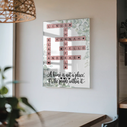 Familien Acrylglas Bild Home is Kreuzworträtsel Namen