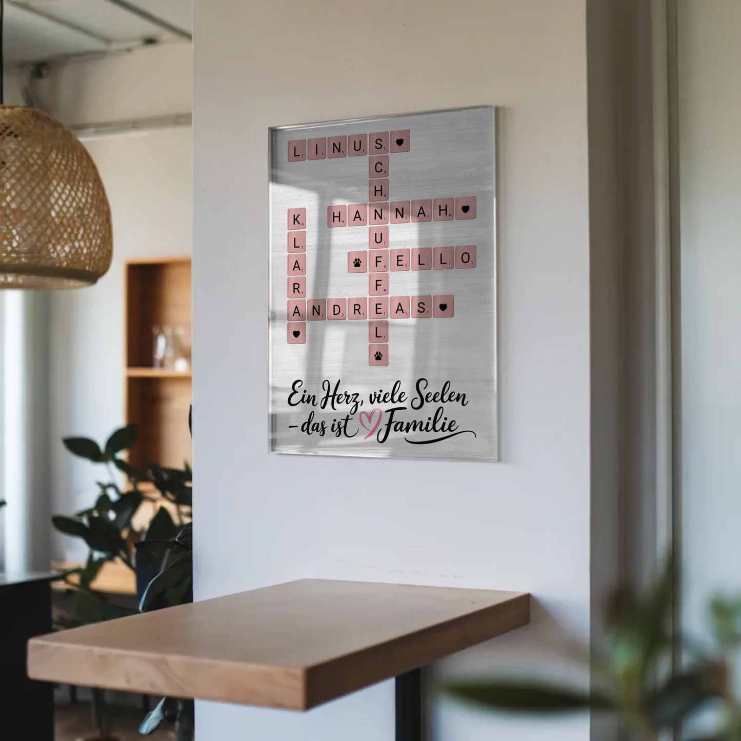 Acrylglas Bild Familie Spruch Kreuzworträtsel Namen - Poster
