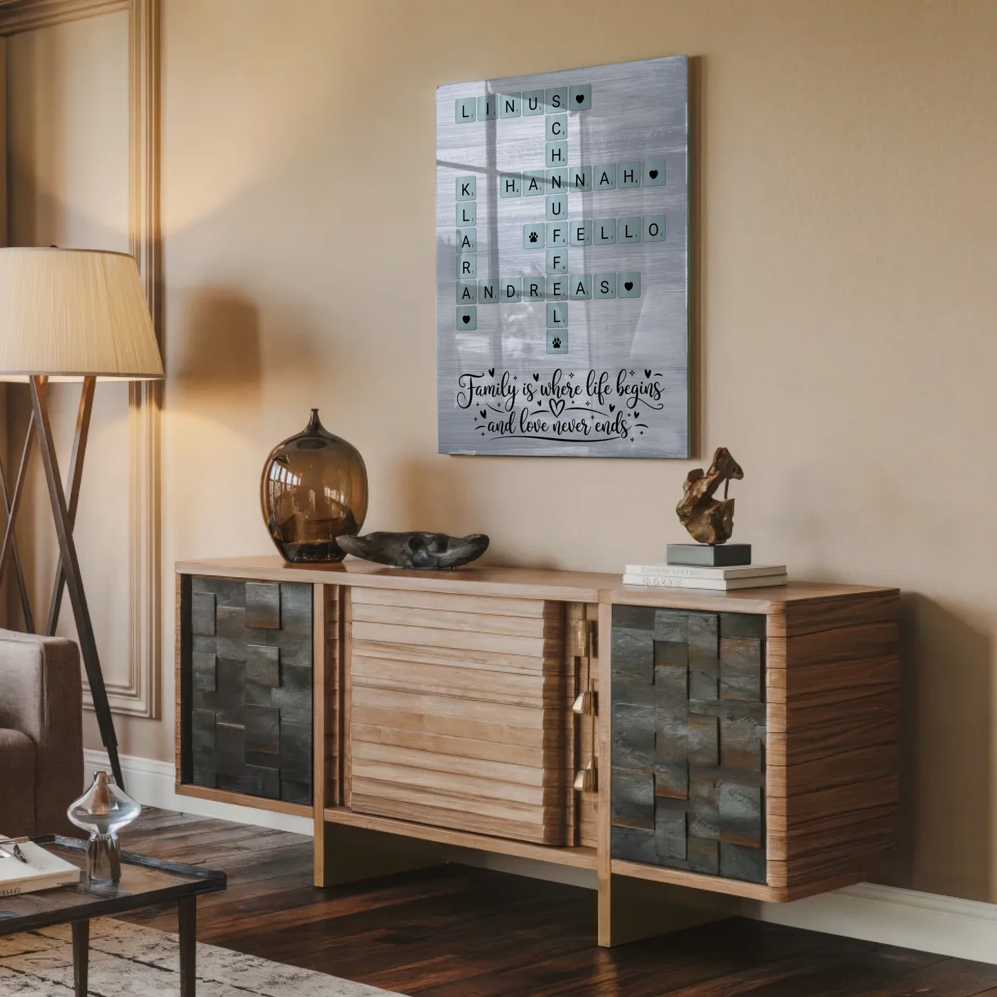 Personalisierte Acrylglas Foto Poster Familie Kreuzworträtsel