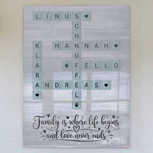 Personalisierte Acrylglas Foto Poster Familie Kreuzworträtsel