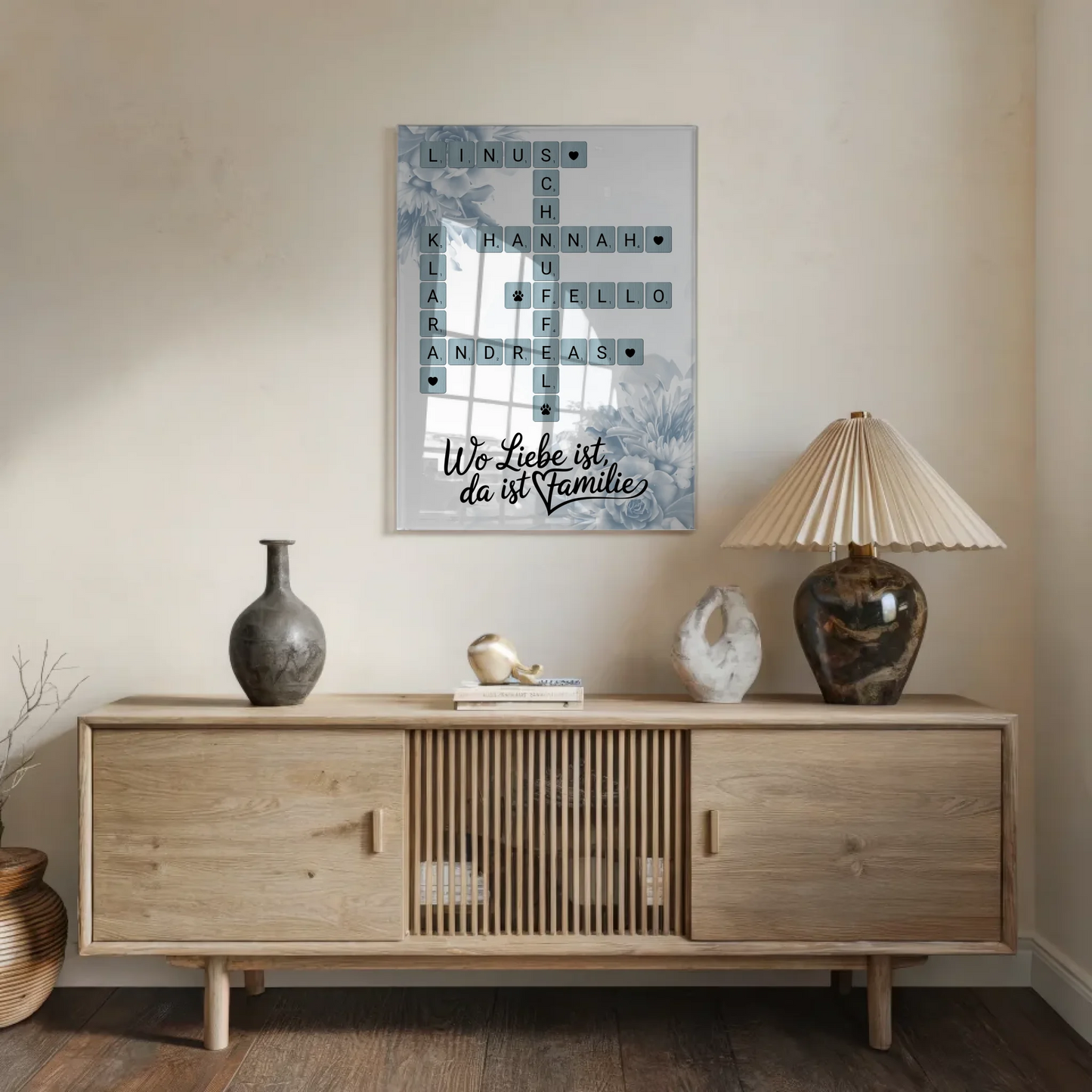 Acrylglas Bild Familienbild Personalisiert Scrabble Design