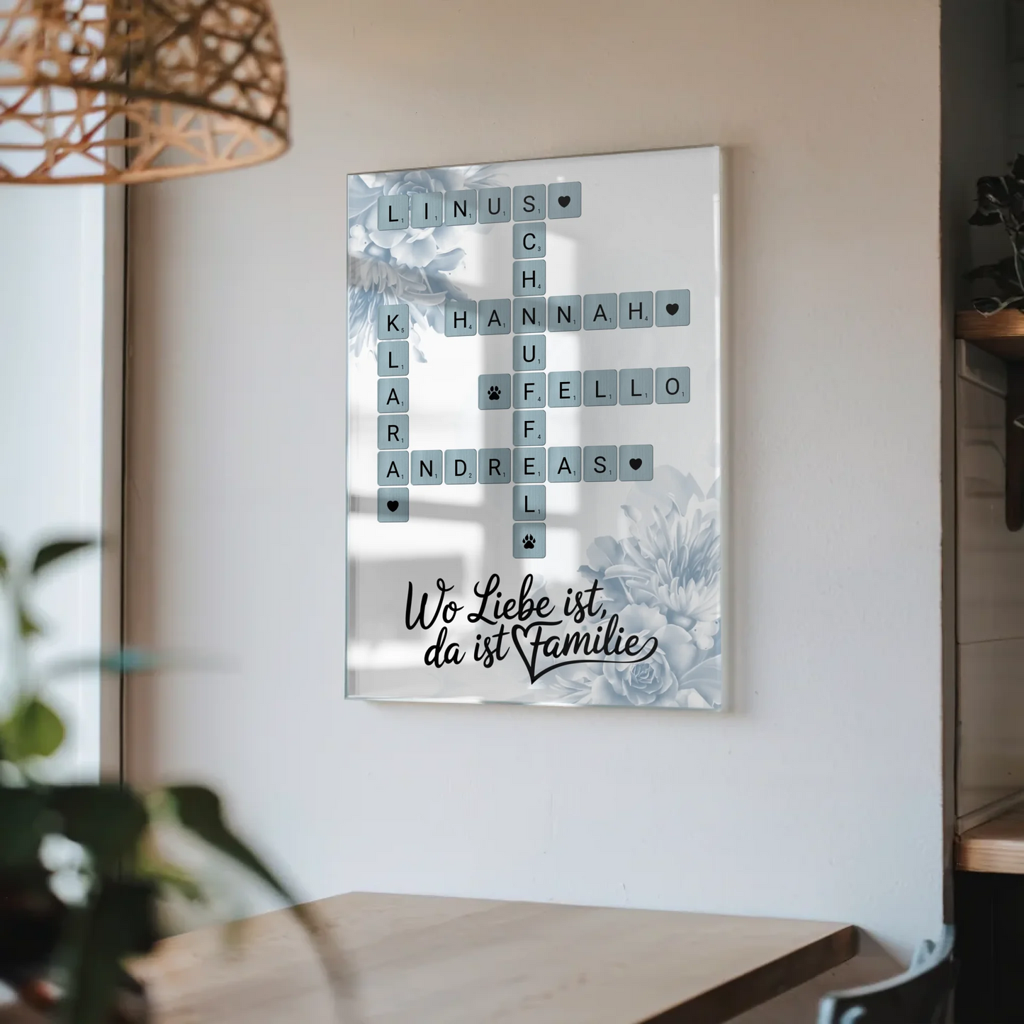 Acrylglas Bild Familienbild Personalisiert Scrabble Design