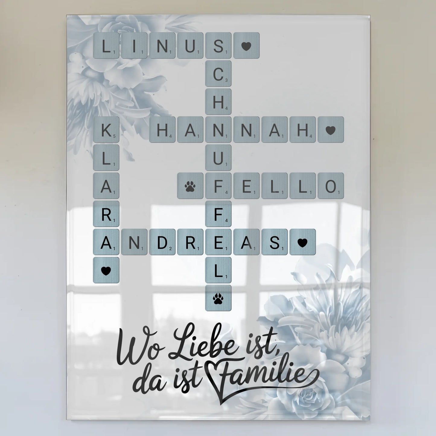 Acrylglas Bild Familienbild Personalisiert Scrabble Design