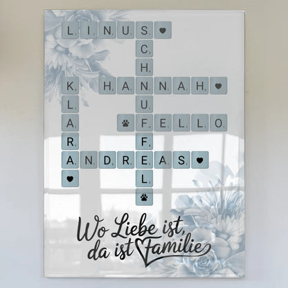 Acrylglas Bild Familienbild Personalisiert Scrabble Design