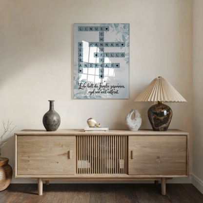 Acrylglas Bild Familie personalisiert Kreuzworträtsel Namen