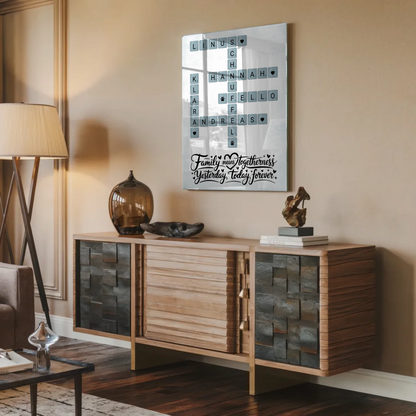 Acrylglas Bild Familie Spruch Kreuzworträtsel Namen