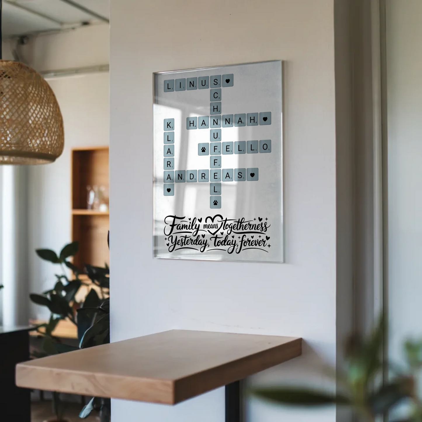 Acrylglas Bild Familie Spruch Kreuzworträtsel Namen