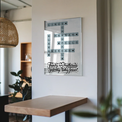 Acrylglas Bild Familie Spruch Kreuzworträtsel Namen