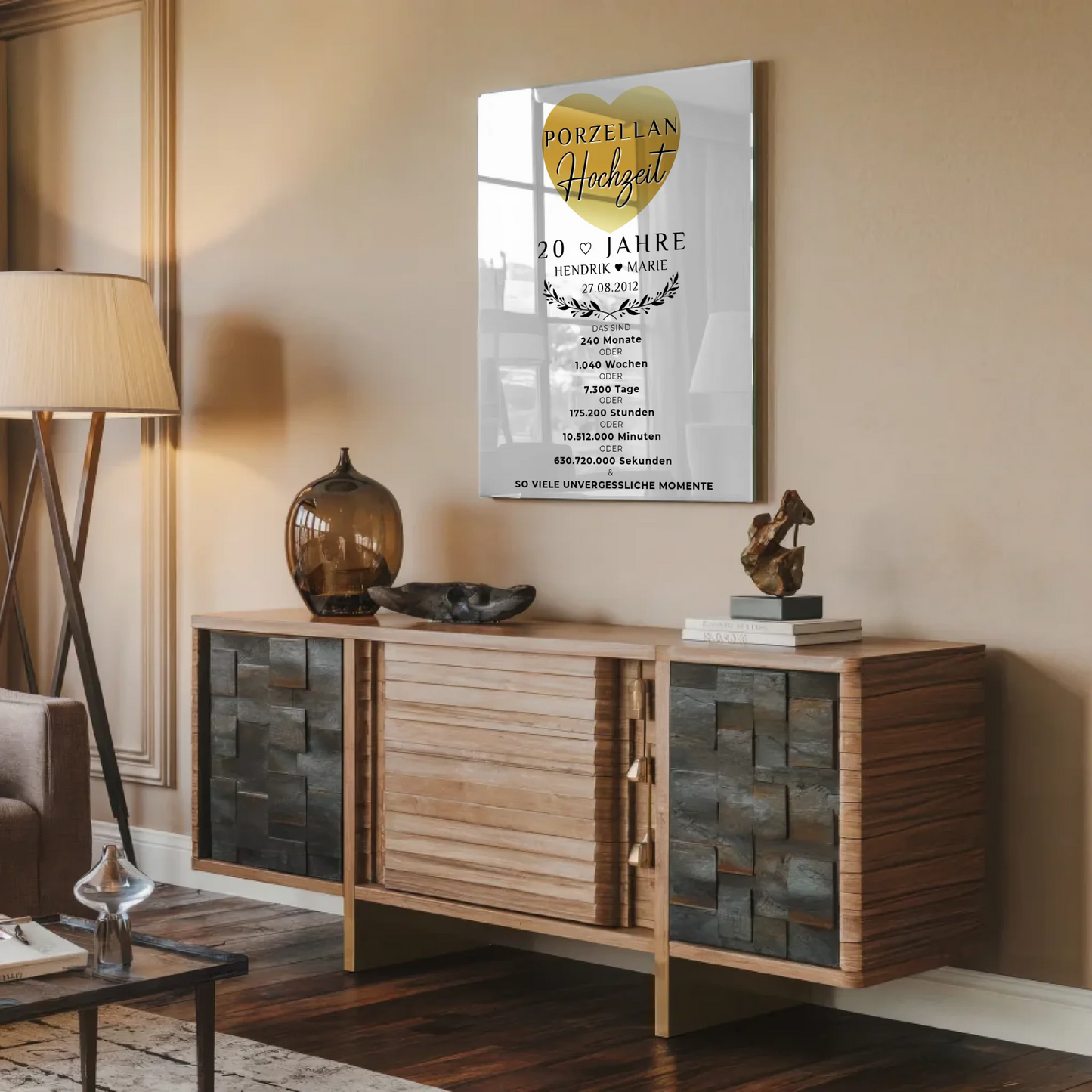 Personalisierte Acrylglas Foto Poster zum 20. Hochzeitstag