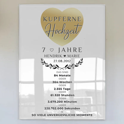 Personalisierte Acrylglas Foto Poster zum 7. Hochzeitstag