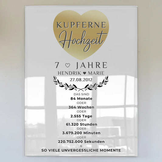 Personalisierte Acrylglas Foto Poster zum 7. Hochzeitstag