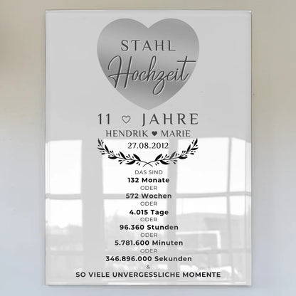 Personalisierte Acrylglas Foto Poster zum 11. Hochzeitstag
