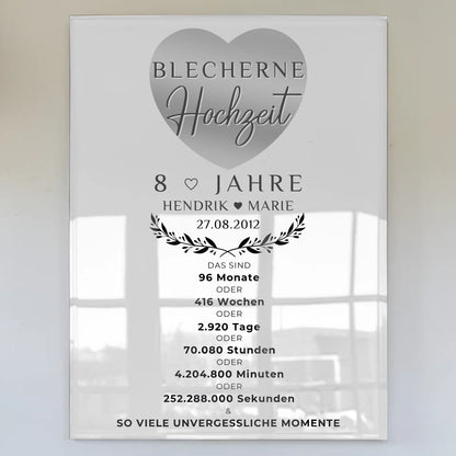 Personalisierte Acrylglas Foto Poster zum 8. Hochzeitstag