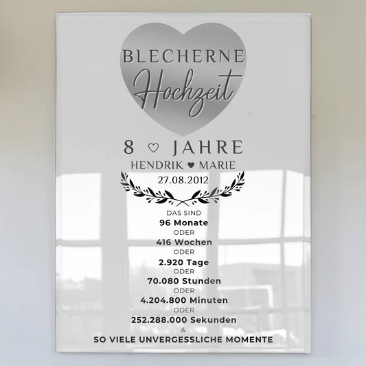 Personalisierte Acrylglas Foto Poster zum 8. Hochzeitstag