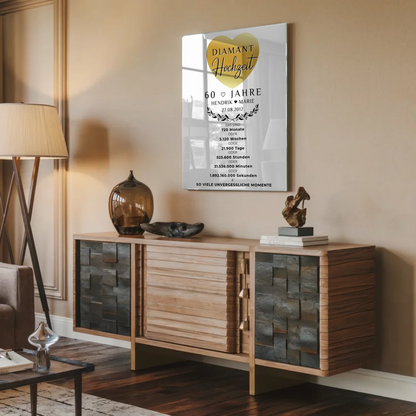 Personalisierte Acrylglas Foto Poster zum 60 Hochzeitstag