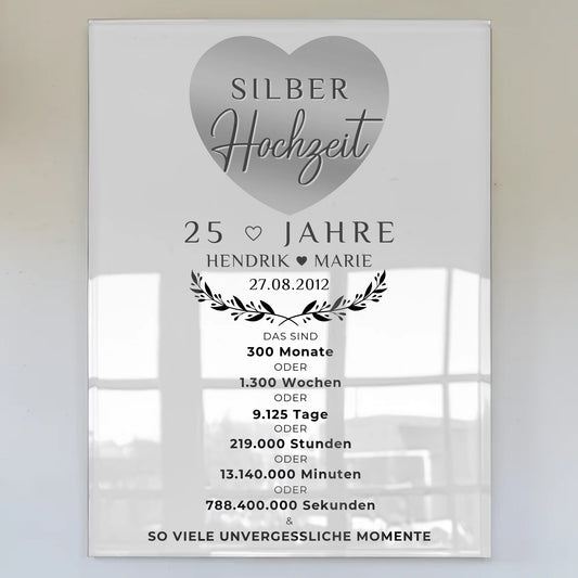 Personalisierte Acrylglas Foto Poster zum 25. Hochzeitstag