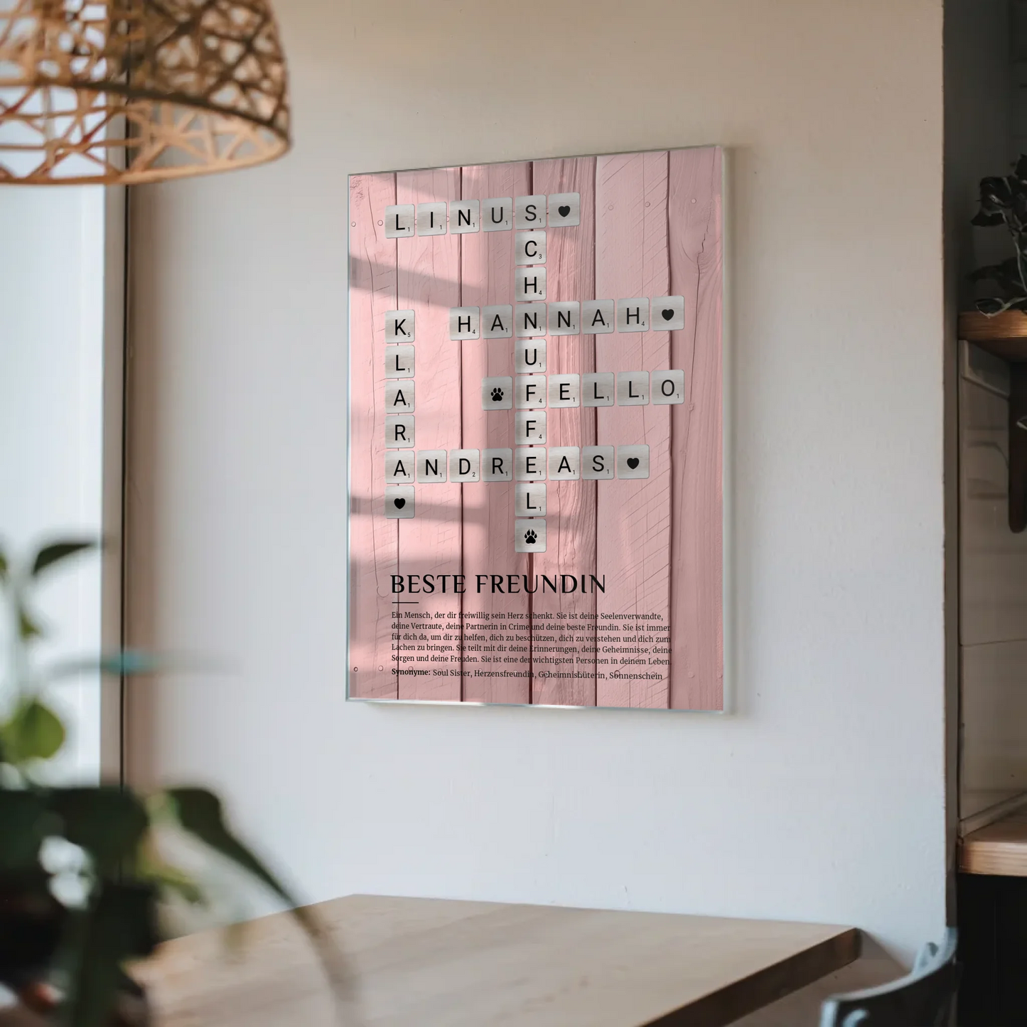 Personalisierte Acrylglas Foto Poster Beste Freundin Definition Kreuzworträtsel