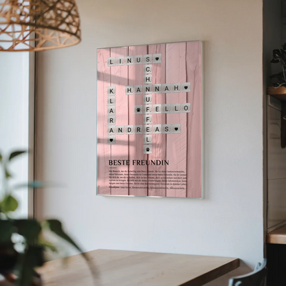 Personalisierte Acrylglas Foto Poster Beste Freundin Definition Kreuzworträtsel