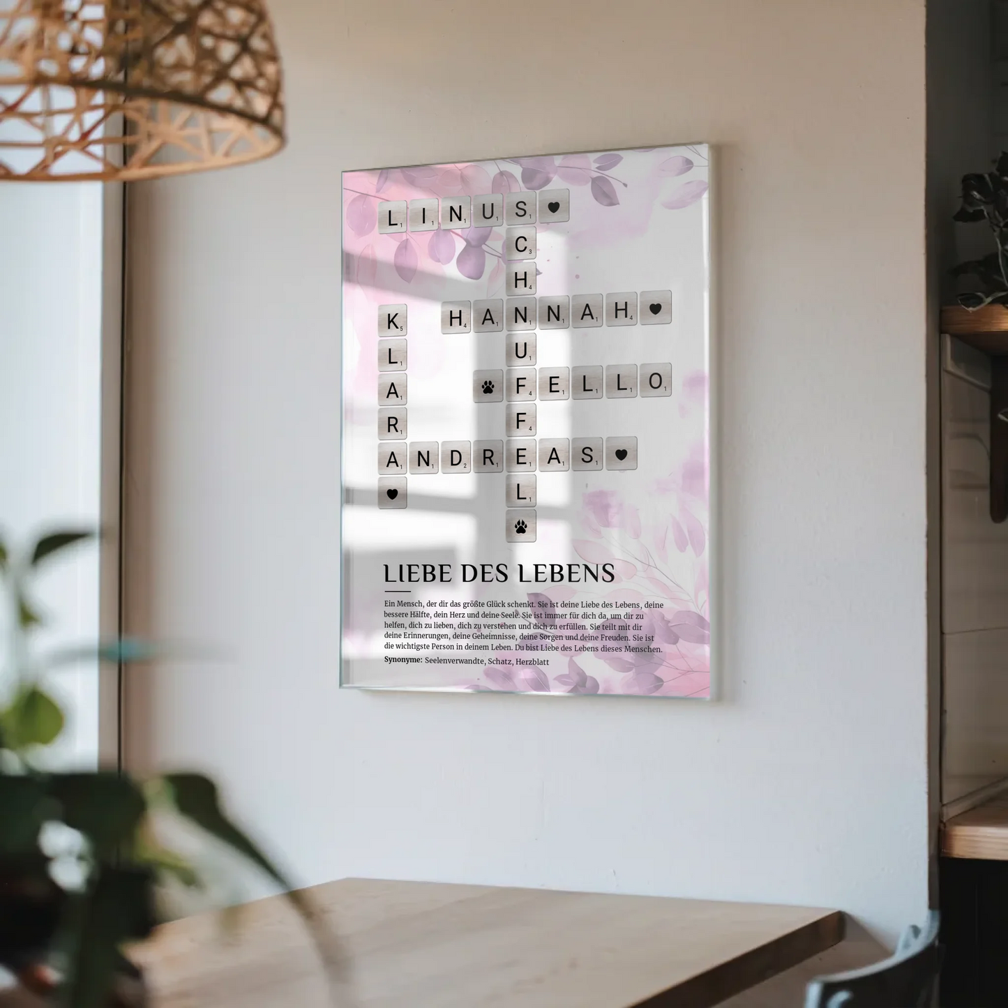 Personalisierte Acrylglas Foto Poster Definition Liebe Kreuzworträtsel