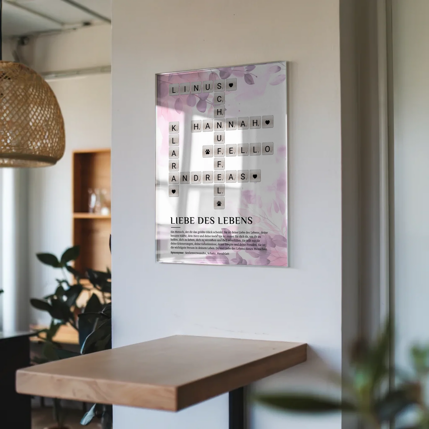 Personalisierte Acrylglas Foto Poster Definition Liebe Kreuzworträtsel