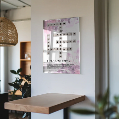 Personalisierte Acrylglas Foto Poster Definition Liebe Kreuzworträtsel