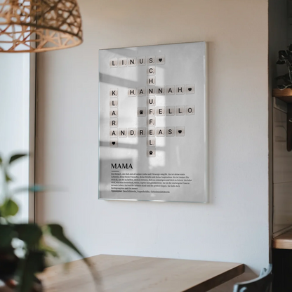 Personalisierte Acrylglas Foto Poster Definition Mama Kreuzworträtsel