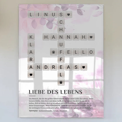 Personalisierte Acrylglas Foto Poster Definition Liebe Kreuzworträtsel