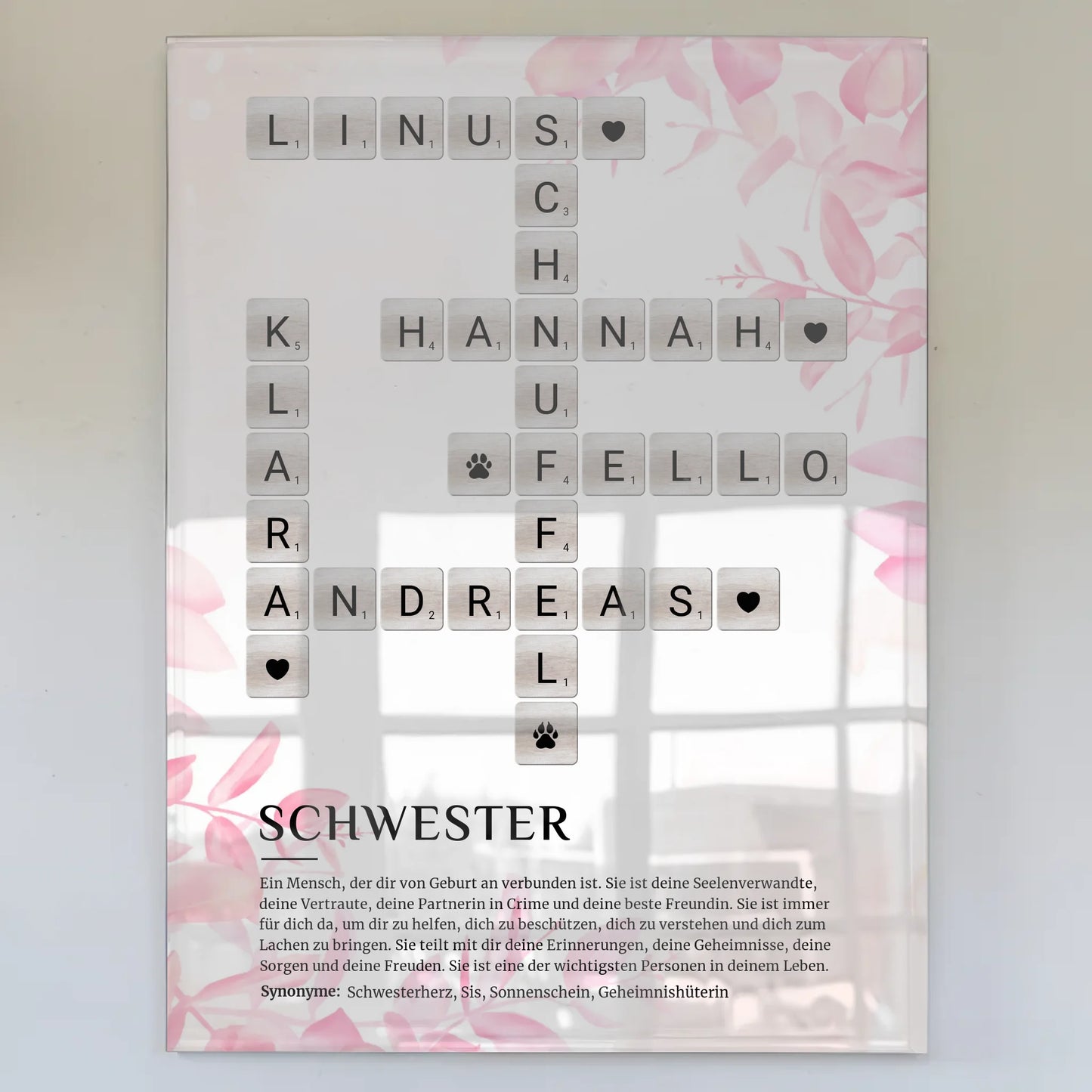 Personalisierte Acrylglas Foto Poster Definition Schwester