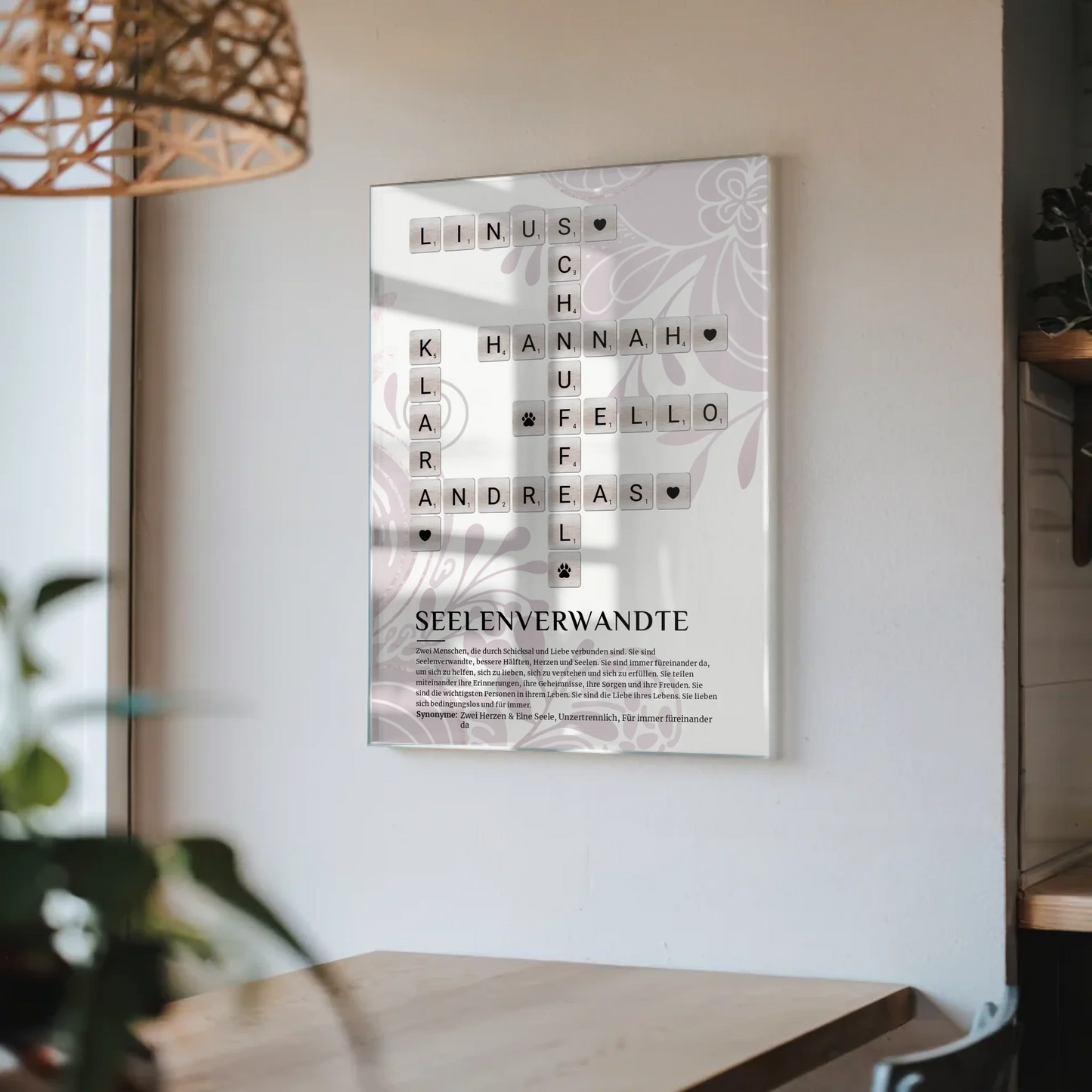 Personalisierte Acrylglas Foto Poster Seelenverwandte Kreuzworträtsel