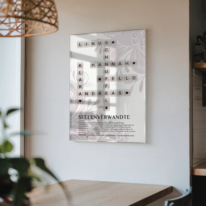 Personalisierte Acrylglas Foto Poster Seelenverwandte Kreuzworträtsel
