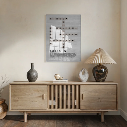 Personalisierte Acrylglas Foto Poster Papa Sohn Kreuzworträtsel