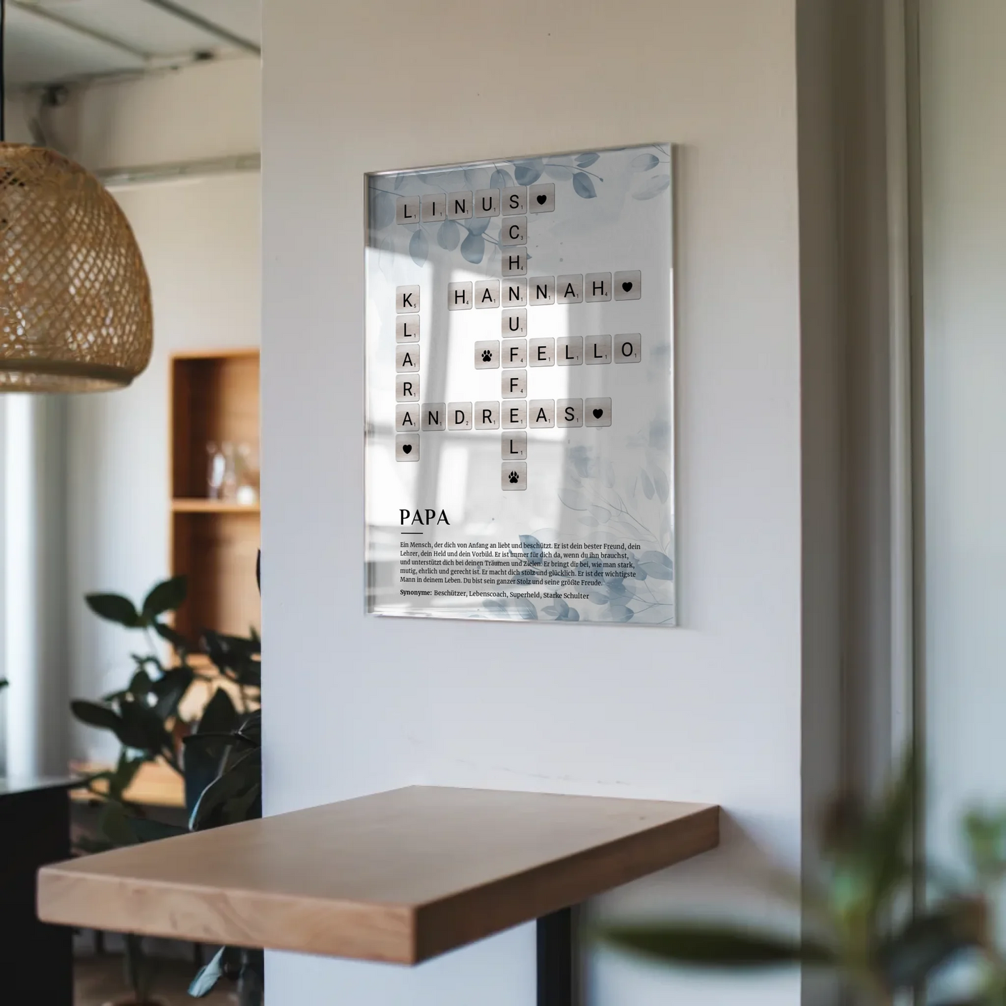 Personalisierte Acrylglas Foto Poster Definition Papa Kreuzworträtsel